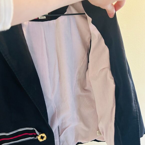 Elevenses First Mate Blazer Womens Size 8 Navy Anthropologie Nautical Military - Picture 6 of 13
